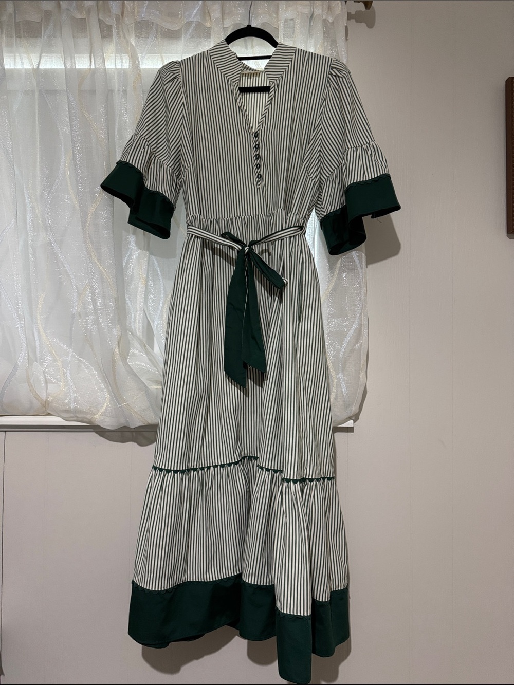 entro Green-Trim Striped Maxi Dress
